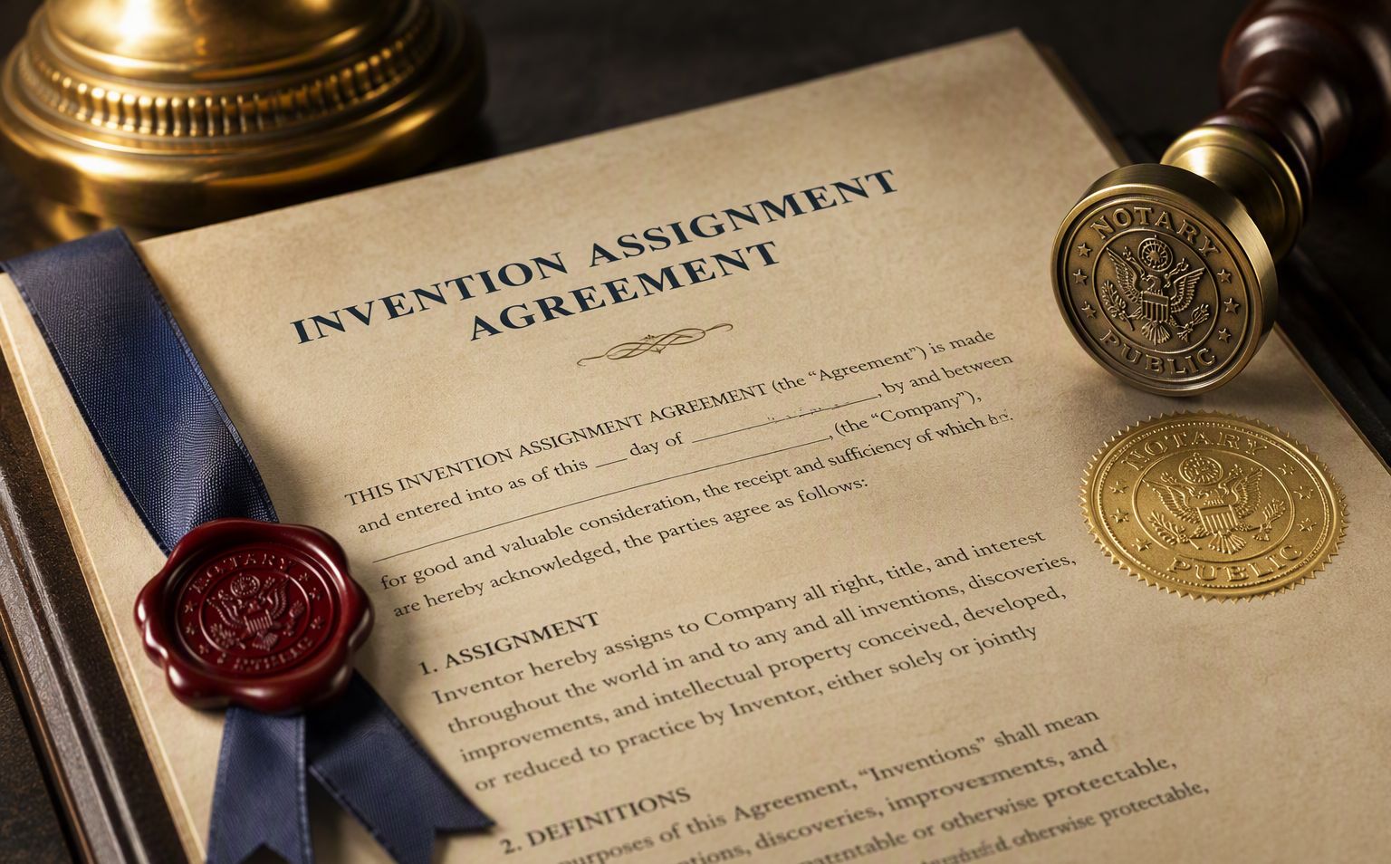 Embossed notary seal on a legal document